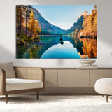 32962-MGV-CV-36X24-Mountain Lake Wall Art – Tranquil Autumn Landscape Canvas Print, Nature Reflection Decor for Living Room, Bedroom, Office or Cabin