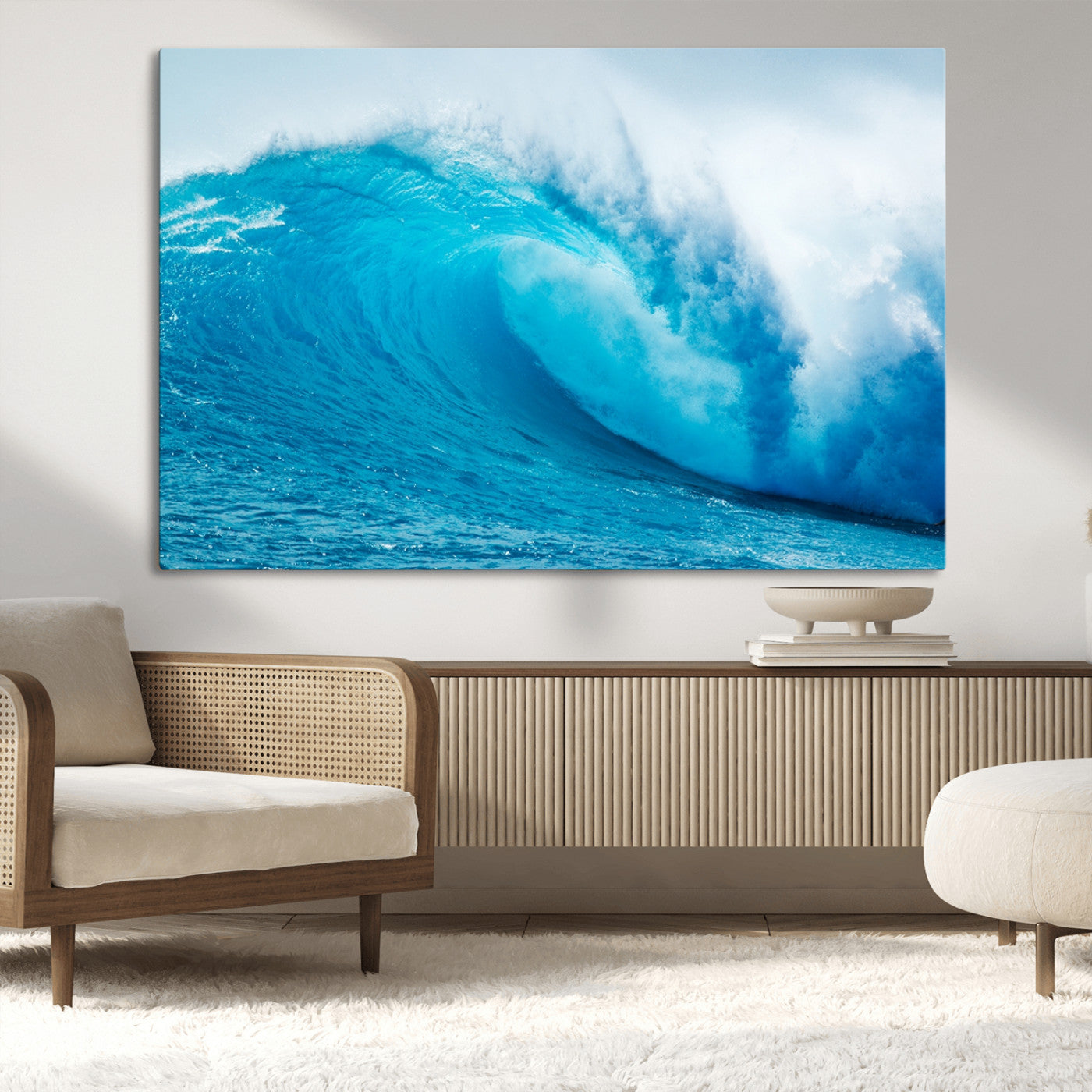 13117-MGV-CV-36X24-Ocean Wave Wall Art – Dynamic Blue Surf Canvas Print, Coastal Beach Decor for Living Room, Bathroom, Office, or Beach House