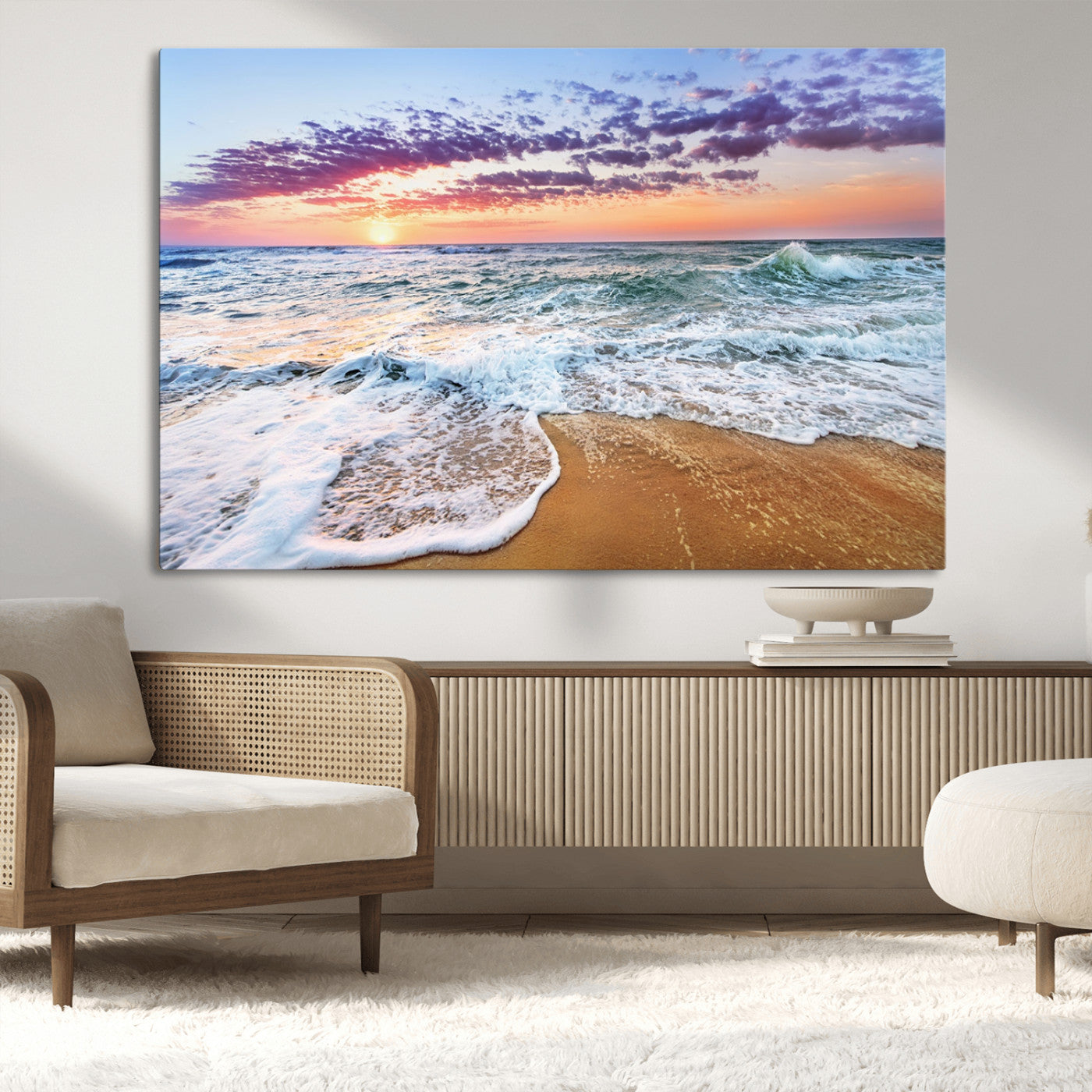 53006-MGV-CV-36X24-Ocean Beach Sunset Wall Art – Vibrant Seascape Canvas Print, Coastal Home Decor for Living Room, Bedroom, Office or Beach House