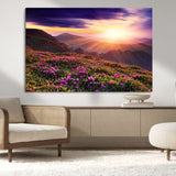 49741-MGV-CV-36X24-Mountain Sunrise Wall Art – Vibrant Floral Landscape Canvas Print, Nature Home Decor for Living Room, Bedroom Office or Cabin