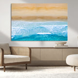 43046-MGV-CV-36X24-Aerial Beach Wall Art – Serene Ocean Waves & Sandy Shore Canvas Print, Coastal Home Decor for Living Room, Bedroom or Office