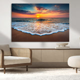 87032-MGV-CV-36X24-Ocean Sunset Wall Art – Stunning Beach Canvas Print with Vibrant Sky, Calm Waves, and Golden Horizon, Perfect Coastal Decor for