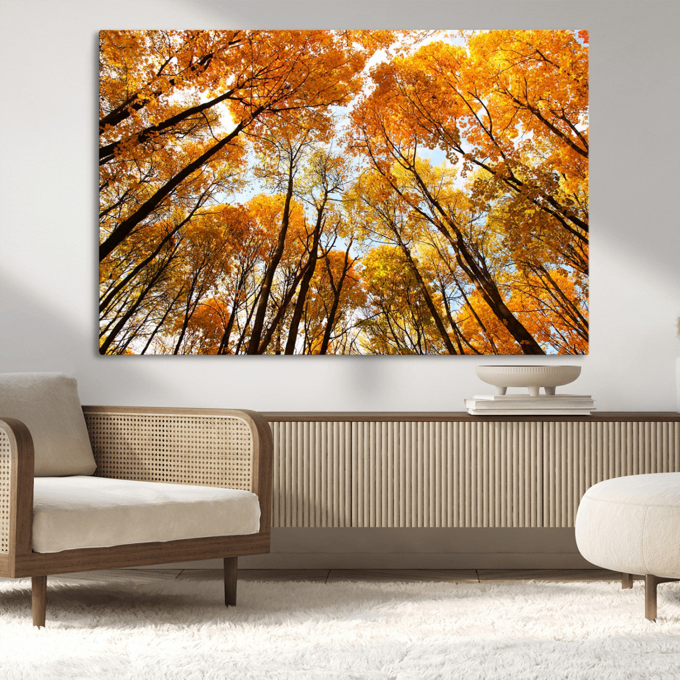 11823-MGV-CV-36X24-Golden Autumn Tree Canopy Wall Art – Stunning Fall Forest Leaves Print, Warm Seasonal Nature Decor for Home, Office or Cabin