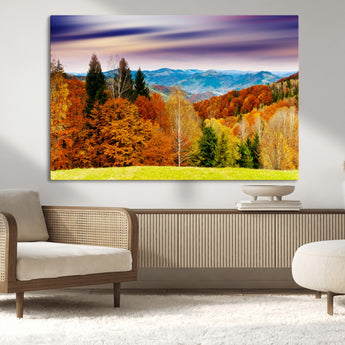 58007-MGV-CV-36X24-Autumn Mountain Landscape Wall Art – Stunning Fall Forest Canvas Print, Cozy Nature Decor for Home or Office