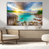 23769-MGV-CV-36X24-Tropical Beach Sunset Wall Art – Serene Ocean Canvas Print, Coastal Landscape Decor for Living Room, Bedroom or Office, Peaceful