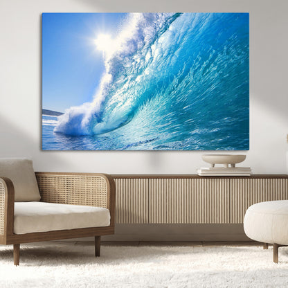 37494-MGV-CV-36X24-Ocean Wave Canvas Art – Stunning Blue Wave Photography, Coastal Wall Decor for Living Room, Bedroom or Office