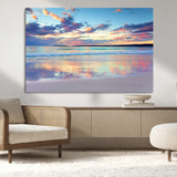 56723-MGV-CV-36X24-Serene Sunset Beach Wall Art – Panoramic Coastal Canvas Print, Peaceful Ocean Reflection Decor for Living Room, Bedroom or Office