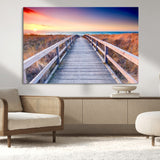 60625-MGV-CV-36X24-Beach Boardwalk Sunrise Wall Art – Coastal Pathway to Ocean Canvas Print, Seaside Landscape Decor for Home or Office
