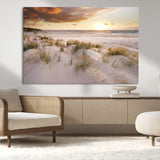 61246-MGV-CV-36X24-Coastal Sand Dunes Wall Art – Serene Beach Sunset Canvas Print with Grasses and Ocean View, Tranquil Seaside Decor for Living Room