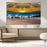 83389-MGV-CV-36X24-Ocean Sunrise Wall Art – Vibrant Beach Waves Canvas Print, Coastal Seascape Decor for Living Room or Office