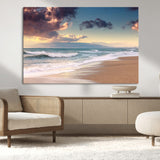 42253-MGV-CV-36X24-Serene Beach Waves Wall Art – Tranquil Ocean Horizon Canvas Print, Coastal Seascape Decor for Living Room or Office Wall