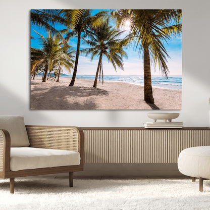 98175-MGV-CV-36X24-Tropical Palm Beach Wall Art – Relaxing Ocean Shore Canvas Print with Palm Trees, Coastal Summer Decor for Living Room, Bedroom or