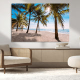 98175-MGV-CV-36X24-Tropical Palm Beach Wall Art – Relaxing Ocean Shore Canvas Print with Palm Trees, Coastal Summer Decor for Living Room, Bedroom or