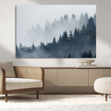 23671-MGV-CV-36X24-Misty Forest Wall Art – Serene Foggy Pine Trees Landscape Canvas Print, Tranquil Nature Decor for Living Room, Bedroom or Office