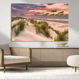 60570-MGV-CV-36X24-Beach Sunset Wall Art – Coastal Sand Dunes and Ocean Horizon Canvas Print, Tranquil Seascape Photography Decor for Living Room or