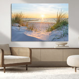 48907-MGV-CV-36X24-Beach Sunset Wall Art – Coastal Sand Dunes and Ocean View Canvas Print, Serene Seaside Landscape Painting for Living Room, Bedroom