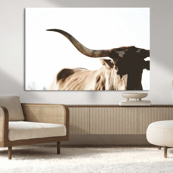 35866-MGV-CV-36X24-Texas Longhorn Wall Art – Rustic Western Bull Canvas Print, Farmhouse Animal Photography Decor for Living Room, Office, or Ranch