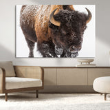 65605-MGV-CV-36X24-Snow Bison Wall Art – Close Up Buffalo Canvas Print, Rustic Western Wildlife Photography, Farmhouse Cabin Lodge Decor for Living