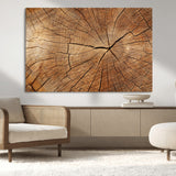 61710-MGV-CV-36X24-Tree Rings Wall Art – Rustic Wood Grain Canvas Print of Tree Trunk Cross Section, Nature Inspired Decor for Cabin, Office, Living