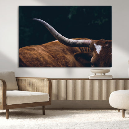 55197-MGV-CV-36X24-Texas Longhorn Wall Art – Rustic Western Bull Horn Canvas Print and Farmhouse Country Animal Decor for Living Room, Office or