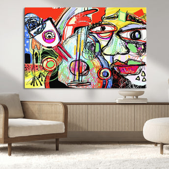 37796-MGV-CV-36X24-Picasso Style Wall Art Canvas Print, Framed Picasso Art Picture Print, Picasso Cubism Perfect Modern Abstract Decor Artwork