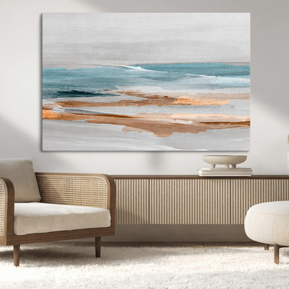 23430-MGV-CV-36X24-Abstract Coastal Wall Art – Modern Ocean Horizon Canvas Print, Minimalist Beach Scene Painting for Bedroom, Living Room, Office or