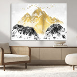 37733-MGV-CV-36X24-Golden Mountain Wall Art – Modern Abstract Landscape Canvas Print with Birds, Luxury Nature Decor for Living Room, Bedroom, or