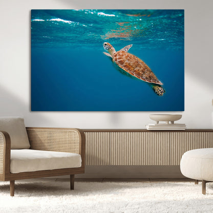 91440-MGV-CV-36X24-Sea Turtle Wall Art – Ocean Turtle Canvas Print, Underwater Marine Life Decor for Living Room, Office, Beach House or Bathroom
