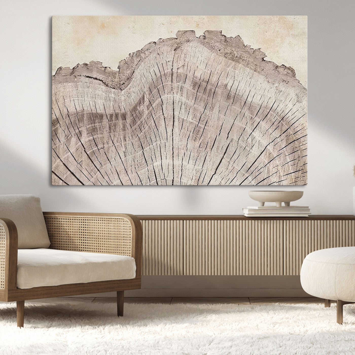 67528-MGV-CV-36X24-Wood Ring Wall Art Canvas Print, Framed Tree Ring Art Picture Print, Rustic Tree Ring Perfect Neutral Boho Decor Artwork