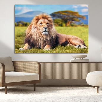 67826-MGV-CV-36X24-Majestic Lion Wall Art – King of the Jungle Canvas Print, Safari Wildlife Decor for Living Room, Office, or Man Cave