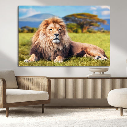67826-MGV-CV-36X24-Majestic Lion Wall Art – King of the Jungle Canvas Print, Safari Wildlife Decor for Living Room, Office, or Man Cave