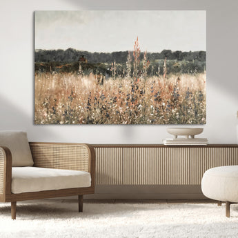 46308-MGV-CV-36X24-Wildflower Field Wall Art – Rustic Meadow Landscape Canvas Print, Country Nature Decor for Living Room, Bedroom or Farmhouse