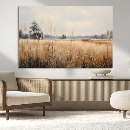 38193-MGV-CV-36X24-Golden Meadow Wall Art – Serene Grassland Landscape Canvas Print, Rustic Nature Decor for Bedroom, Living Room or Farmhouse