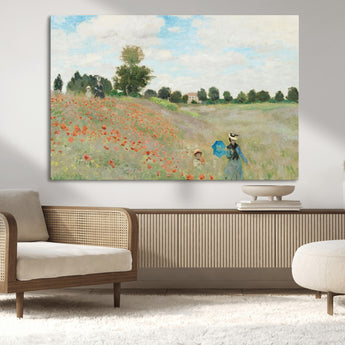 74890-MGV-CV-36X24-Monet Poppy Field Wall Art – Impressionist Landscape Canvas Print, Classic French Artwork for Living Room, Bedroom or Office Decor