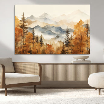 72950-MGV-CV-36X24-Autumn Mountain Forest Wall Art – Golden Fall Landscape Canvas Print, Nature-Inspired Home Decor for Living Room, Bedroom or