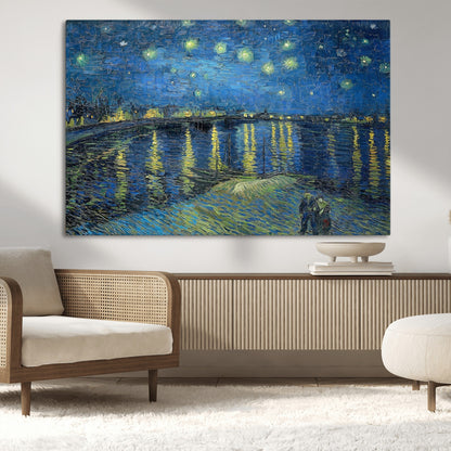 94605-MGV-CV-36X24-Starry Night Over the Rhone Wall Art – Vincent van Gogh Canvas Print, Famous Impressionist Painting for Living Room, Office