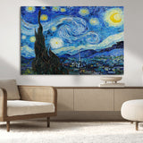 39177-MGV-CV-36X24-Starry Night Wall Art – Vincent van Gogh Famous Painting Canvas Print, Timeless Starry Sky Decor for Living Room, Bedroom or