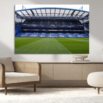 59508-MGV-CV-36X24-Chelsea Stadium Wall Art – Stamford Bridge Football Arena Canvas Print, Iconic Soccer Artwork for Living Room, Office, Game Room