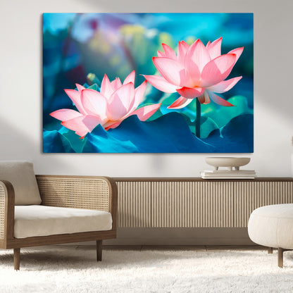 32559-MGV-CV-36X24-Lotus Flower Wall Art – Pink Water Lily Canvas Print, Tranquil Nature Decor for Living Room, Bedroom or Meditation Space