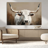 61423-MGV-CV-36X24-Longhorn Bull Wall Art – Rustic Western Texas Steer Canvas Print, Cowboy Farmhouse Decor for Living Room, Bedroom, Office or Ranch