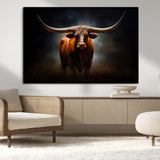 48896-MGV-CV-36X24-Texas Longhorn Wall Art – Rustic Western Bull Canvas Print and Farmhouse Cattle Painting for Living Room, Ranch, or Office Decor .