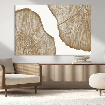 99692-MGV-CV-36X24-Tree Ring Linocut Wall Art Canvas Print, Framed Wood Cut Art Picture Print, Tree Rings Perfect Minimalist Rustic Decor Artwork