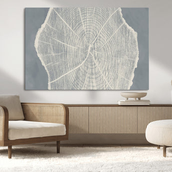 25547-MGV-CV-36X24-Tree Ring Wall Art Canvas Print, Framed Linocut Tree Ring Art Picture Print, Wood Texture Perfect Minimalist Farmhouse Decor