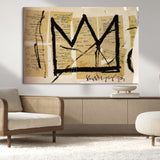 37215-MGV-CV-36X24-Abstract Crown Wall Art – Urban Graffiti Style Canvas Print Modern Street Art Design, Bold Contemporary Decor for Living Room,