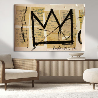 37215-MGV-CV-36X24-Abstract Crown Wall Art – Urban Graffiti Style Canvas Print Modern Street Art Design, Bold Contemporary Decor for Living Room,