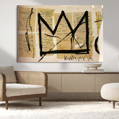 37215-MGV-CV-36X24-Abstract Crown Wall Art – Urban Graffiti Style Canvas Print Modern Street Art Design, Bold Contemporary Decor for Living Room,