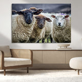 18418-MGV-CV-36X24-Sheep Wall Art Canvas Print, Framed Farmhouse Sheep Art Picture Print, Sheep Herd Perfect Rustic Farmhouse Decor Artwork