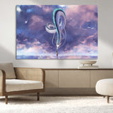 66864-MGV-CV-36X24-Fantasy Dragon Wall Art – Mystical Canvas Print Girl and Sky Serpent Dreamlike Clouds, Magical Anime Inspired Decor for Living