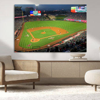 93707-MGV-CV-36X24-Los Angeles Stadium Wall Art Canvas Print, Framed Angel Stadium Field Art Picture Print, Anaheim Stadium Perfect Sports Room Decor