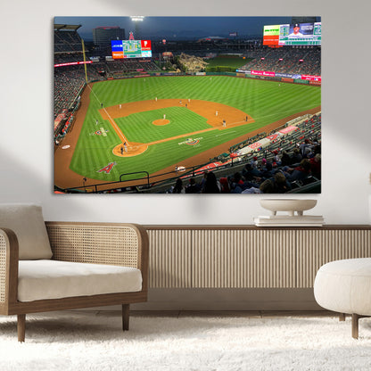 93707-MGV-CV-36X24-Los Angeles Stadium Wall Art Canvas Print, Framed Angel Stadium Field Art Picture Print, Anaheim Stadium Perfect Sports Room Decor